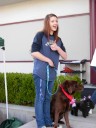 Our kennel attendant Stephanie with her dog Baxter.